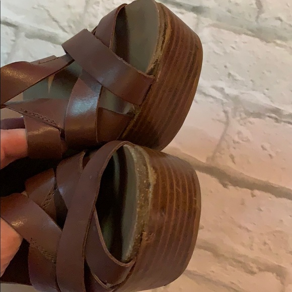 Lucky Brand brown leather platform sandals sz 8 - Picture 4 of 5